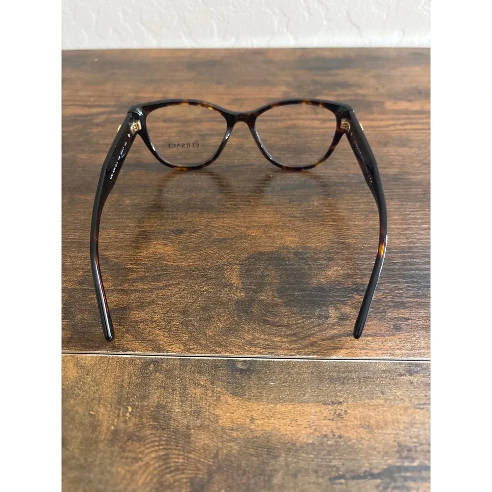 Versace MOD 3281-B-A Havana Tortoise Cat Eye Eyeglasses Gold Medusa Crystal 53mm